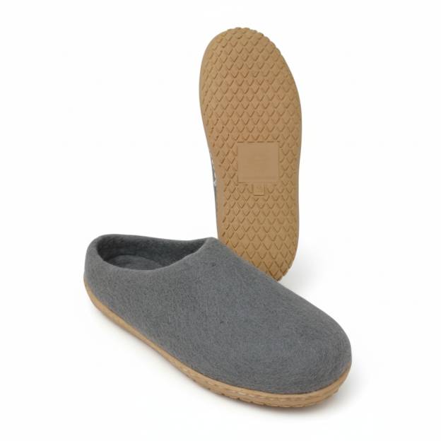 Chaussons en Feutre Naturel - Adulte - Gris