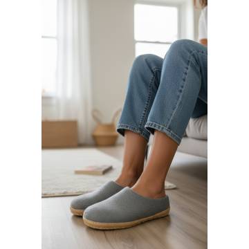 Chaussons en Feutre Naturel - Adulte - Gris