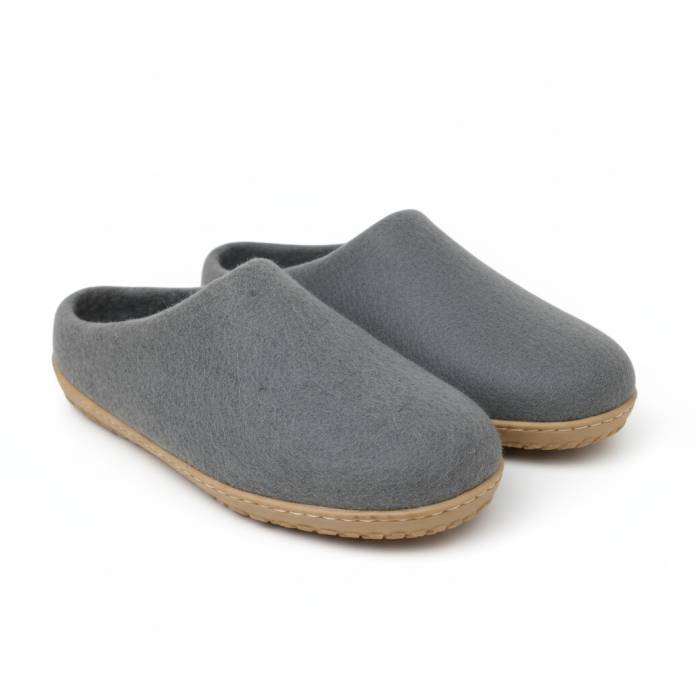 Chaussons en Feutre Naturel - Adulte - Gris