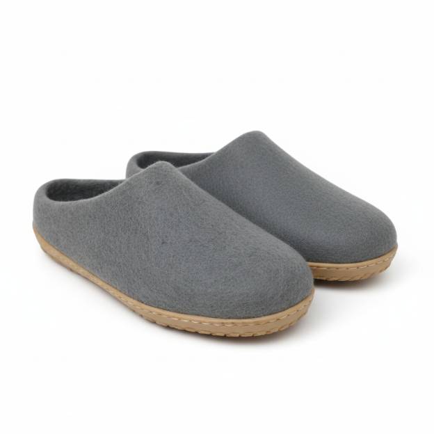 Chaussons en Feutre Naturel - Adulte - Gris