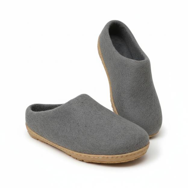 Chaussons en Feutre Naturel - Adulte - Gris