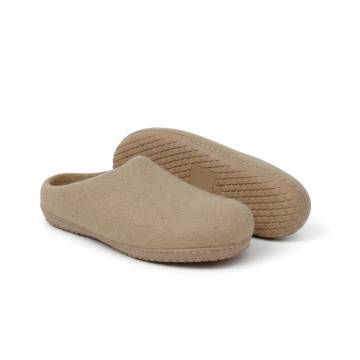 Natural Felted Wool Slippers - Adult - Beige