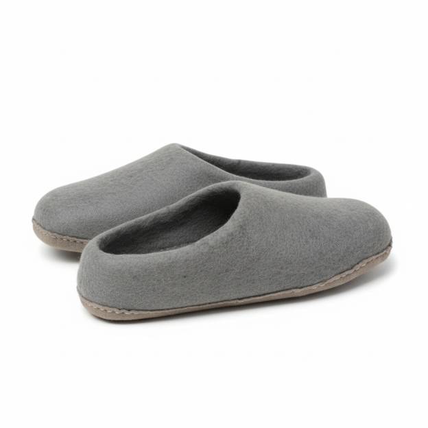 Chaussons en Feutre Naturel - Adulte - Gris