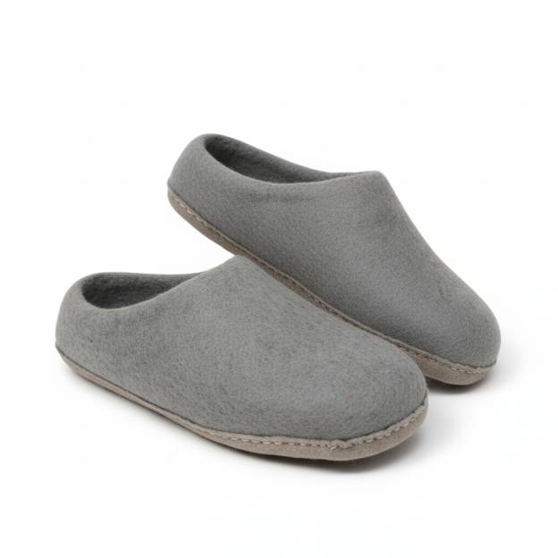 Chaussons en Feutre Naturel - Adulte - Gris