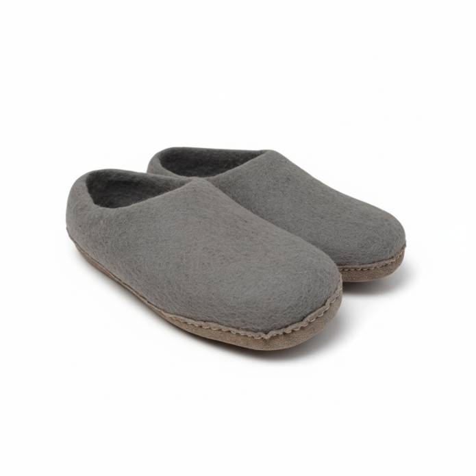 Chaussons en Feutre Naturel - Adulte - Gris