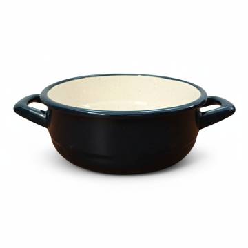 Plat en Acier Emaillé Rond - Avec poignées - Diam 16 cm - Bleu foncé