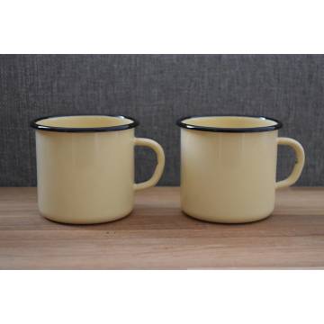 Enamelled Steel Mug - Yellow - 250 ml - Set of 4