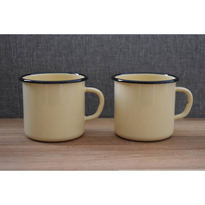 Mug en Acier Emaillé - Jaune - 250 ml - Lot de 4