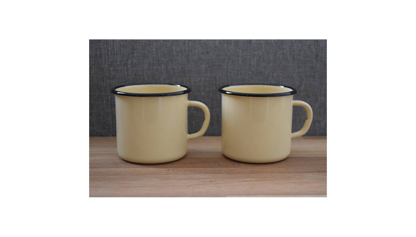Mug en Acier Emaillé - Jaune - 250 ml - Lot de 4