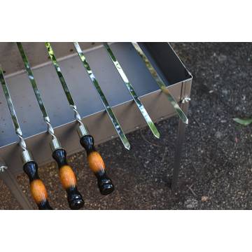 Stainless Steel Skewer with Wooden Handle - Length 40 cm