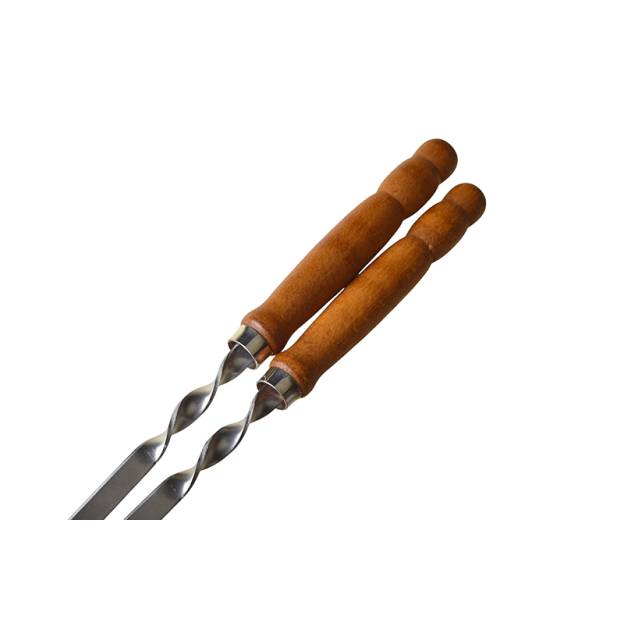 6 Stainless Steel Skewers with Wooden Handle - Length 53 cm