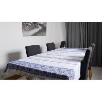 Nappe tissée main - 220x134 cm - Coton - Bleue