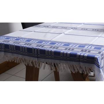 Nappe tissée main - 220x134 cm - Coton - Bleue