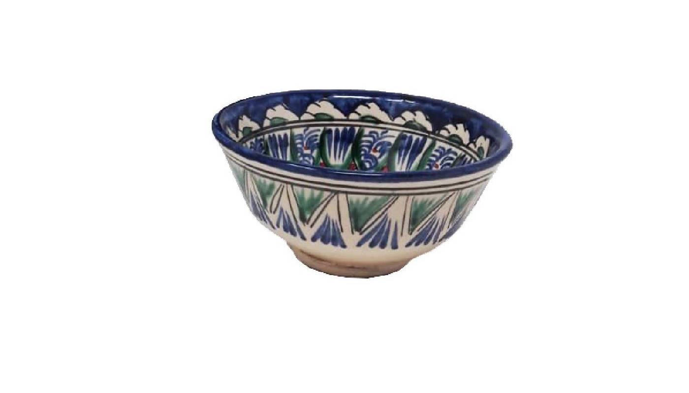 Petit bol en céramique peint - Rishtan - Ø 11,5 cm - Bleu