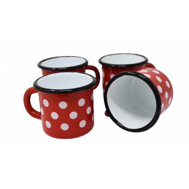 Mug Rouge à Pois Blancs - Métal émaillé - 250 ml