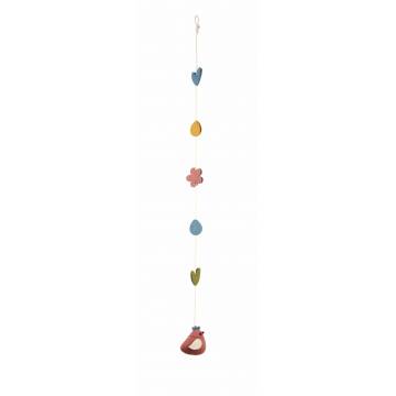 Guirlande verticale animaux feutre - Poule Rose