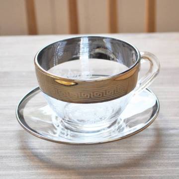 Tasses en verre avec soucoupes - Decor Italien - 200 ml