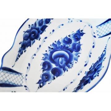 Tradition Gzhel - Plat en porcelaine - 17x29x4.5 cm