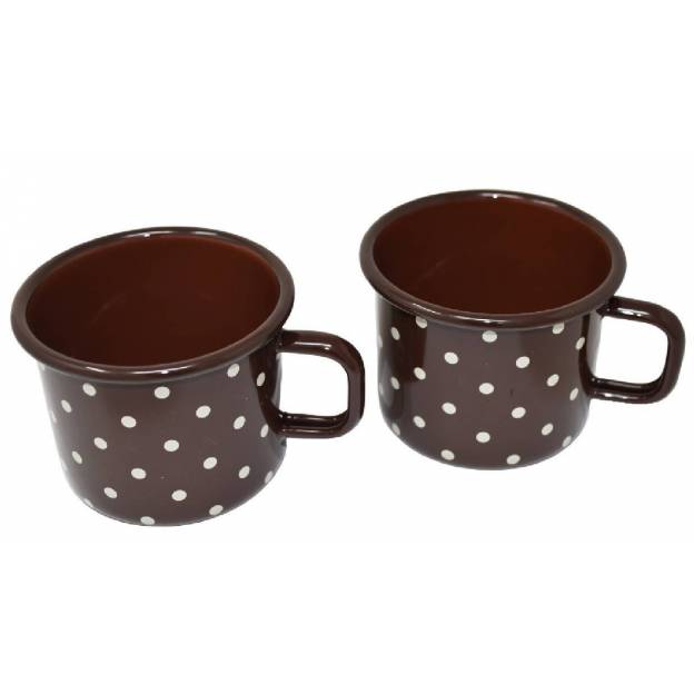 Enamelled metal mug - 500 ml - Chocolat with dots