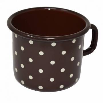 2 enamelled metal mugs - 500 ml - Chocolat with dots